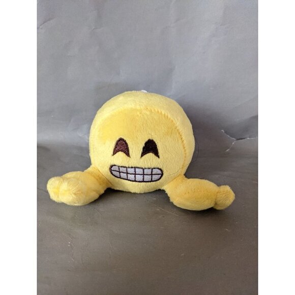 Fun 2 Play Emoji Happy Face Grinning Yellow Feet 4" Plush Stuffed Lemon - Picture 7 of 10